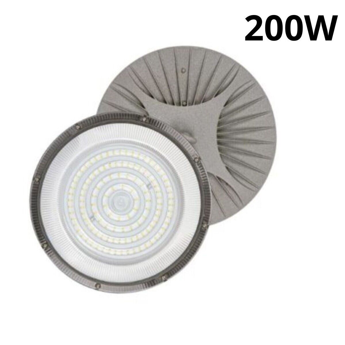 FARO INDUSTRIALE LED 200W DISCO ROTONDO UFO IP65 PLAFONIERA CAMPANA 6500K