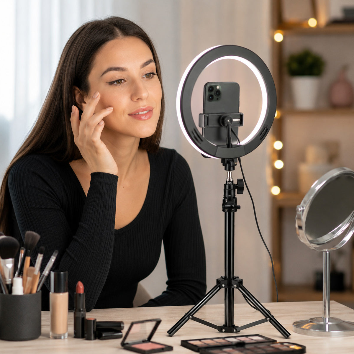 TREPIEDE SUPPORTO PER ANELLO LUMINOSO FOTO VIDEO TIKTOK SELFIE TRIPOD CAVALLETTO