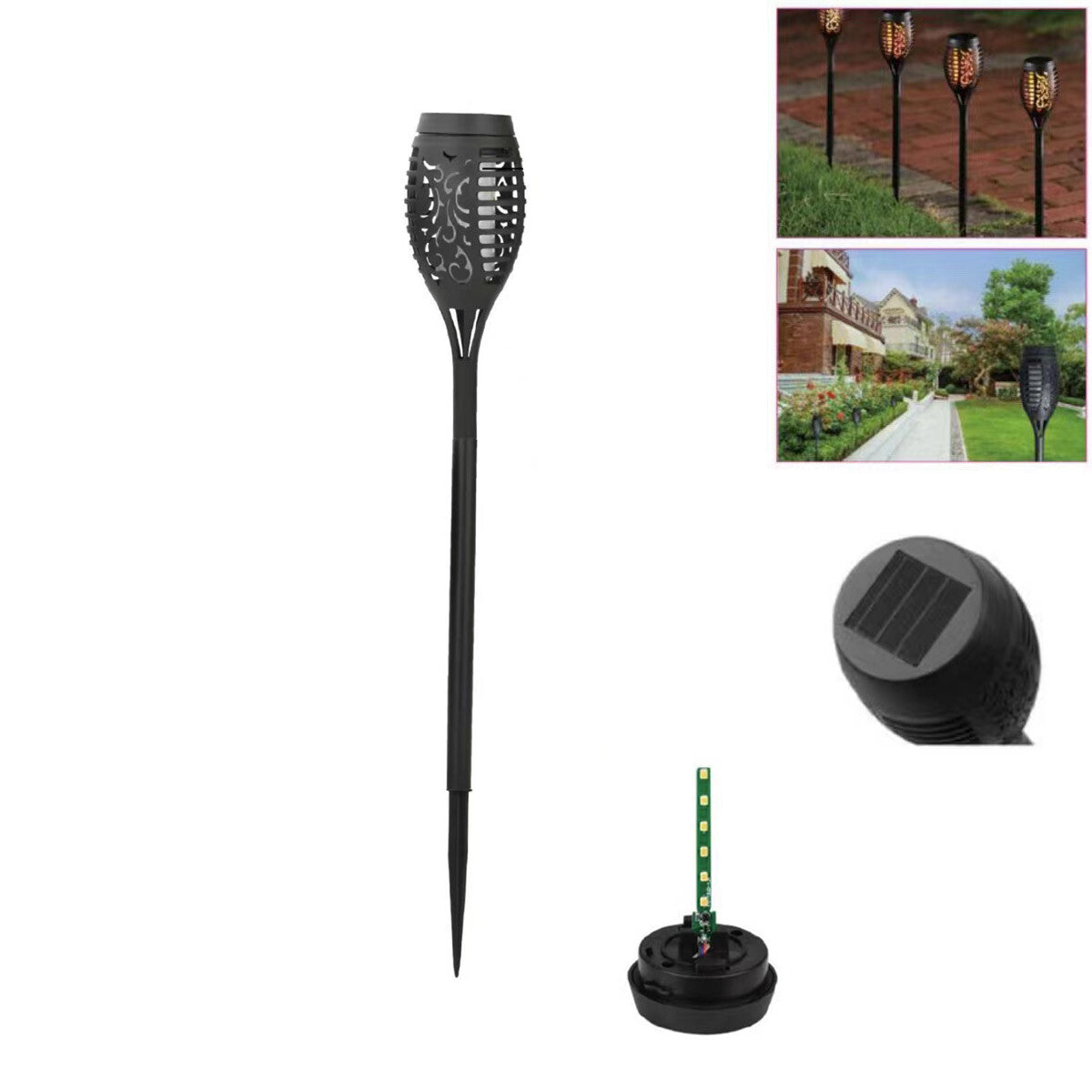 Lampion solaire LED flamme torche lampe extérieur jardin piquet