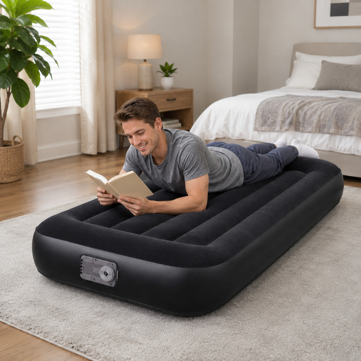 MATERASSO GONFIABILE SINGOLO BESTWAY CON POMPA ELETTRICA INCORPORATA 188x99x30CM