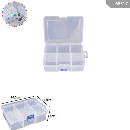 SCATOLA PLASTICA CONTENITORE GIOIELLI PERLINE UTENSILI VITI VARI SCOMPARTI 68517