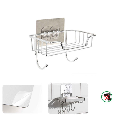 PORTE-SAVON AVEC CROCHETS SUPPORT SAVON DÉCORATION MAISON ADHÉSIF 03488