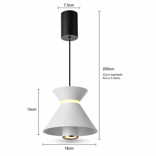 LUSTRE SUSPENSION LED MODERNE BLANC 10W DIMMABLE CCT RÉGLABLE LP020