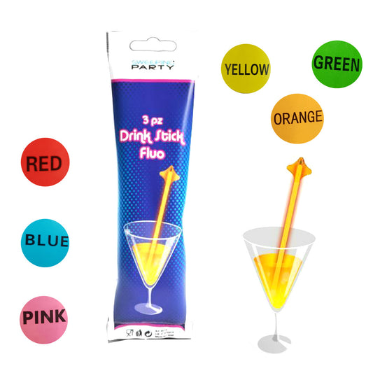 KIT 18 BÂTONS LUMINEUX POUR BOISSONS STARLIGHT FÊTES FLUOS FLUORESCENTS
