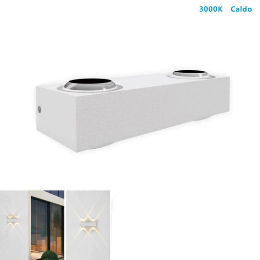 APPLIQUE LED 4W BIANCO LAMPADA LUCE CALDA 3000K PARETE UP DOWN ESTERNO INTERNO