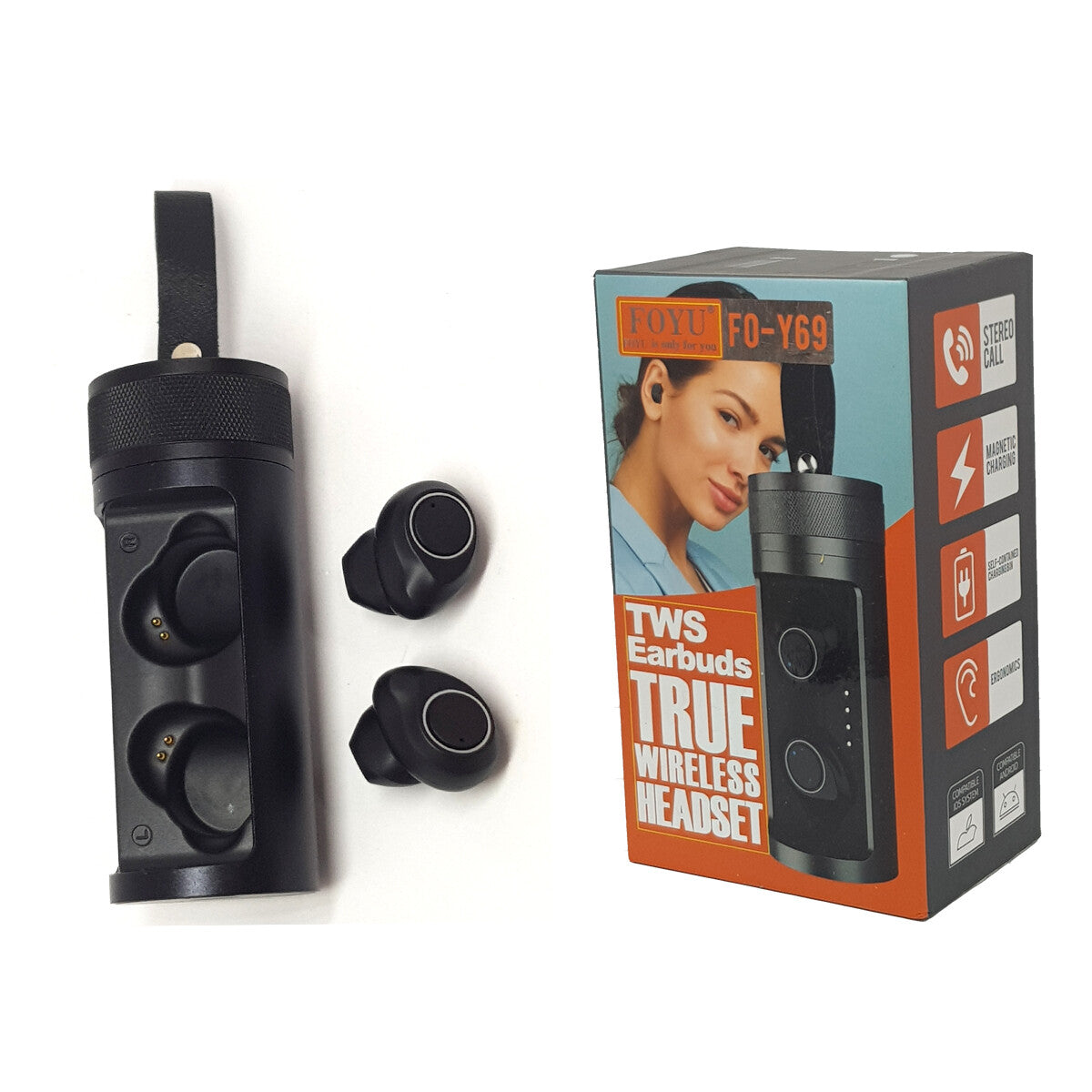 COPPIA AURICOLARI TWS WIRELESS BLUETOOTH 5.0 CUFFIE STEREO ANDROID IPHONE Y69