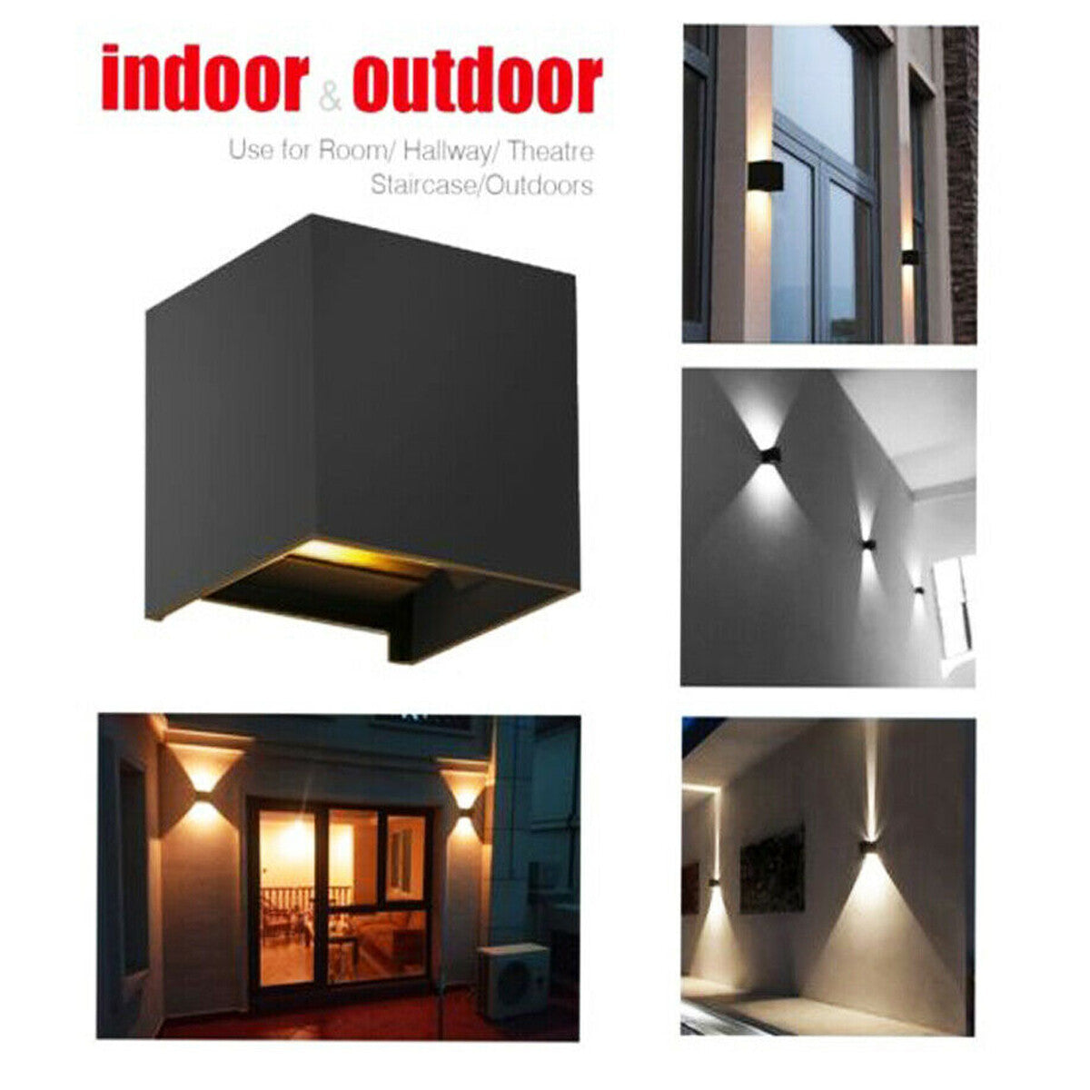 APPLIQUE NOIRE CUBE LED 10W SPOT LAMPE MURALE LUMIÈRE NATURELLE 4000K