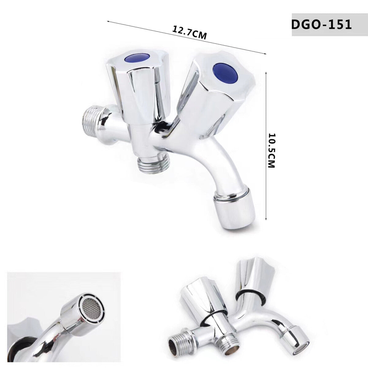 ROBINET DE RACCORDEMENT MURAL DOUBLE 1/2" POUR MACHINE À LAVER, EAU FROIDE, SALLE DE BAIN 02052