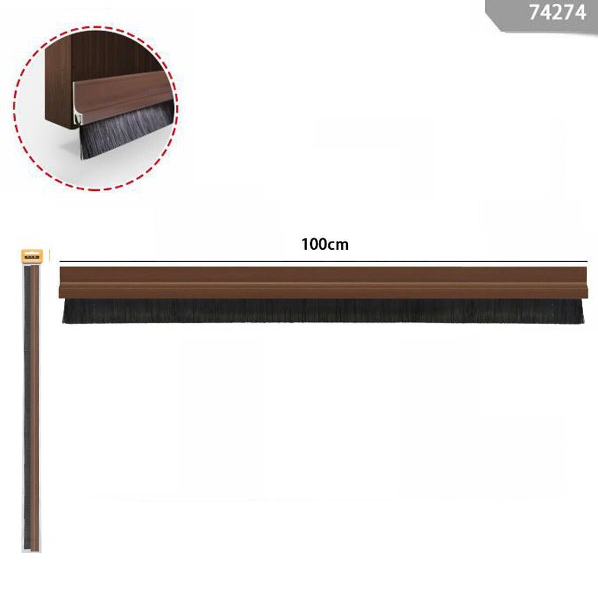 PARAFREDDO PARASPIFFERI SOTTOPORTA ADESIVI PVC RIGIDO CON SPAZZOLA 100CM MARRONE