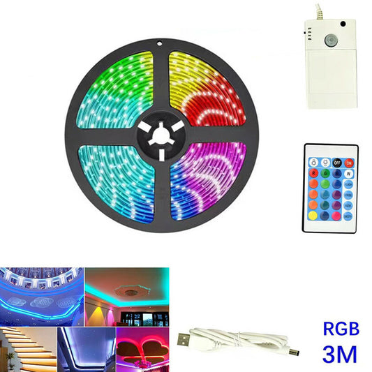BANDE LED AVEC DÉTECTEUR DE MOUVEMENT INFRAROUGE USB BATTERIE 3M RGB TE-B0453