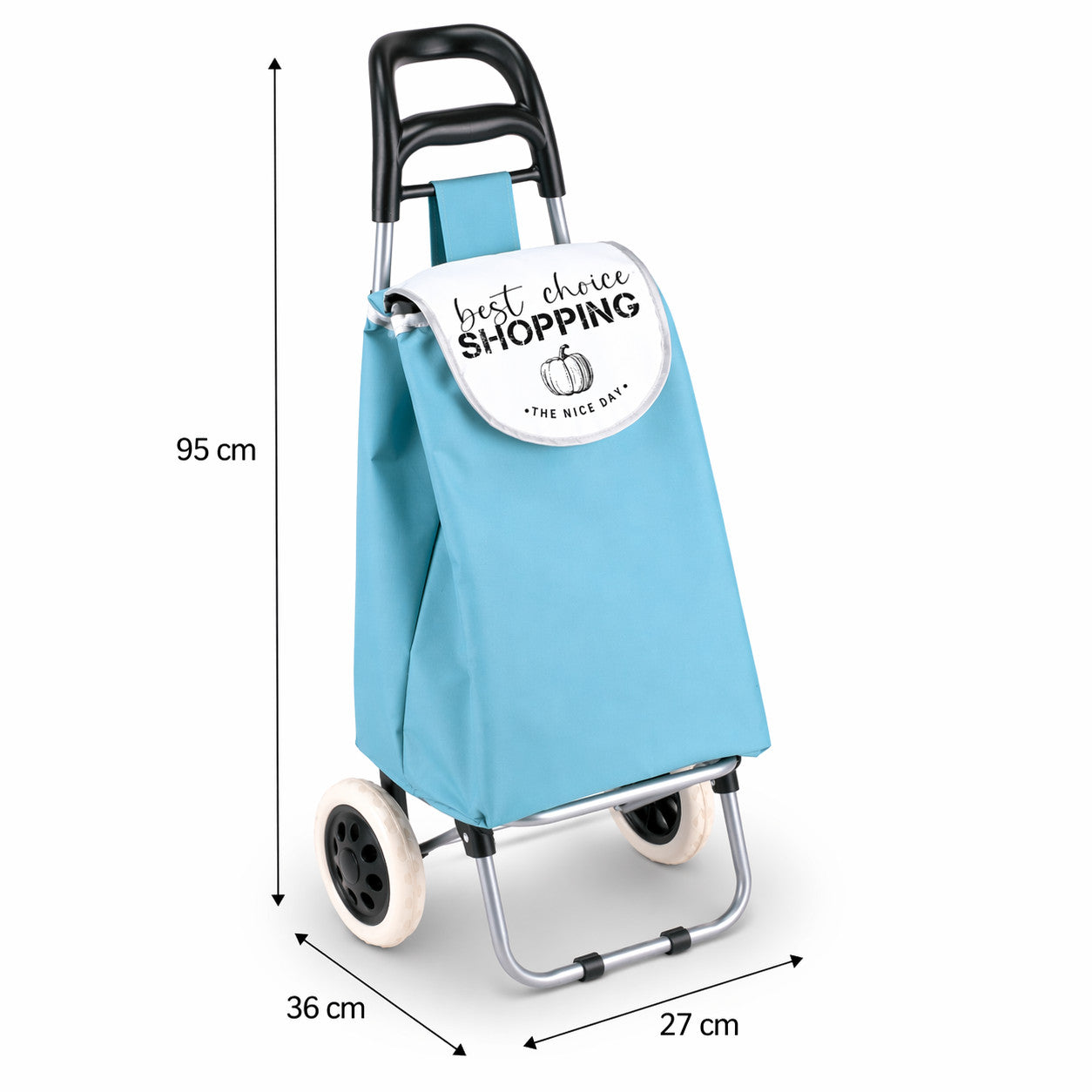 CARRELLO SPESA TROLLEY PIEGHEVOLE 2 RUOTE BORSA IMPERMEABILE 95X36X27 CM