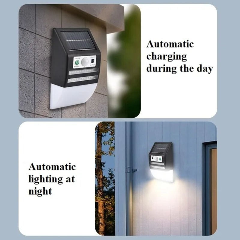 APPLIQUE DOUBLE BANDEAU LED MUR MURAL EXTERIEUR SOLAIRE CAPTEUR MOUVEMENT 0597