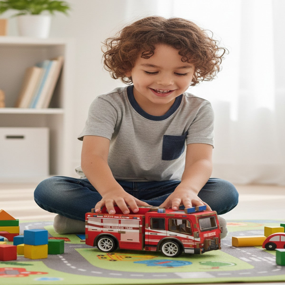 PUZZLE 3D CAMION POMPIERI LEGNO 29PZ GIOCO COSTRUZIONI BAMBINI MODELLINO VIGILI