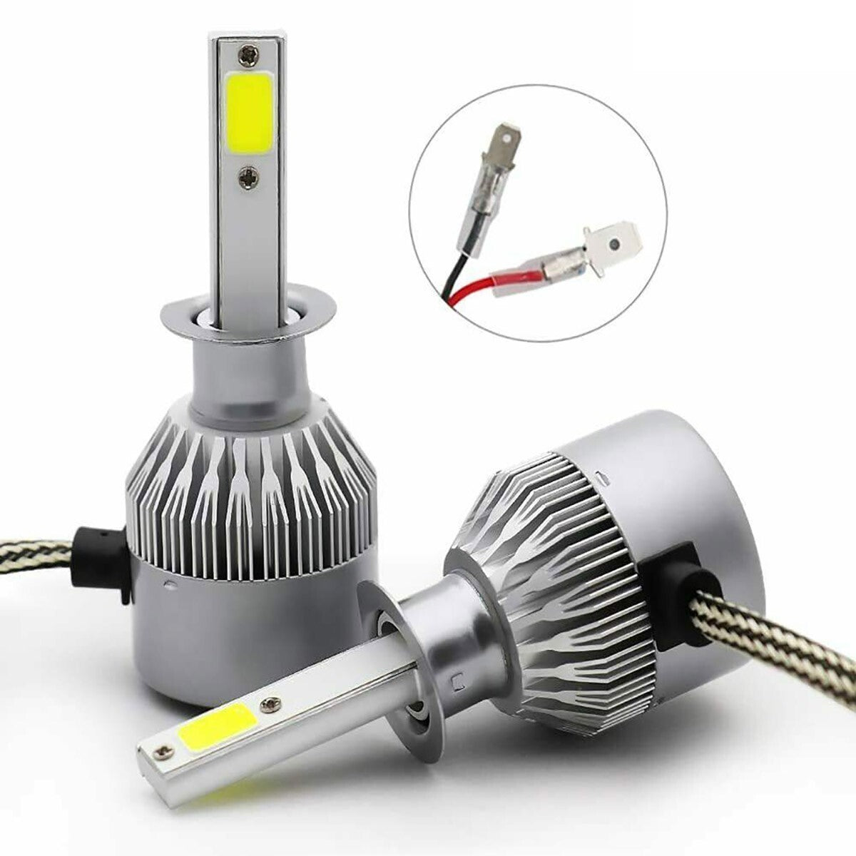COPPIA LAMPADE LED AUTO FARI H1 C6 MOTO KIT LAMPADINE 36W LUCE BIANCA 6000K
