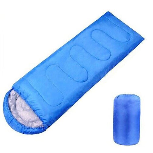 SAC DE COUCHAGE ÉTÉ HIVER CAPUCHE CAMPING IMPERMÉABLE 210X70CM BLEU