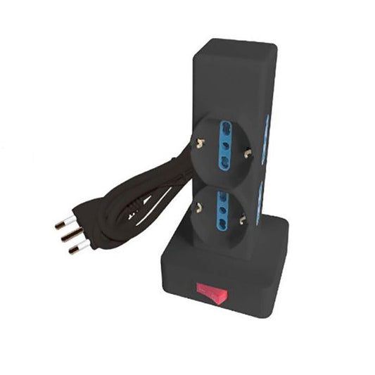 MULTIPRESA VERTICALE CIABATTA TORRE 6 USCITE 16A SCHUKO 250V INTERRUTTORE ON OFF