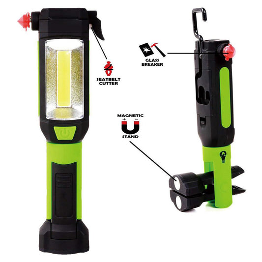 LAMPE DE TRAVAIL TORCHE LED COB MARTEAU ATELIER MAGNÉTIQUE COUTEAU CAMPING