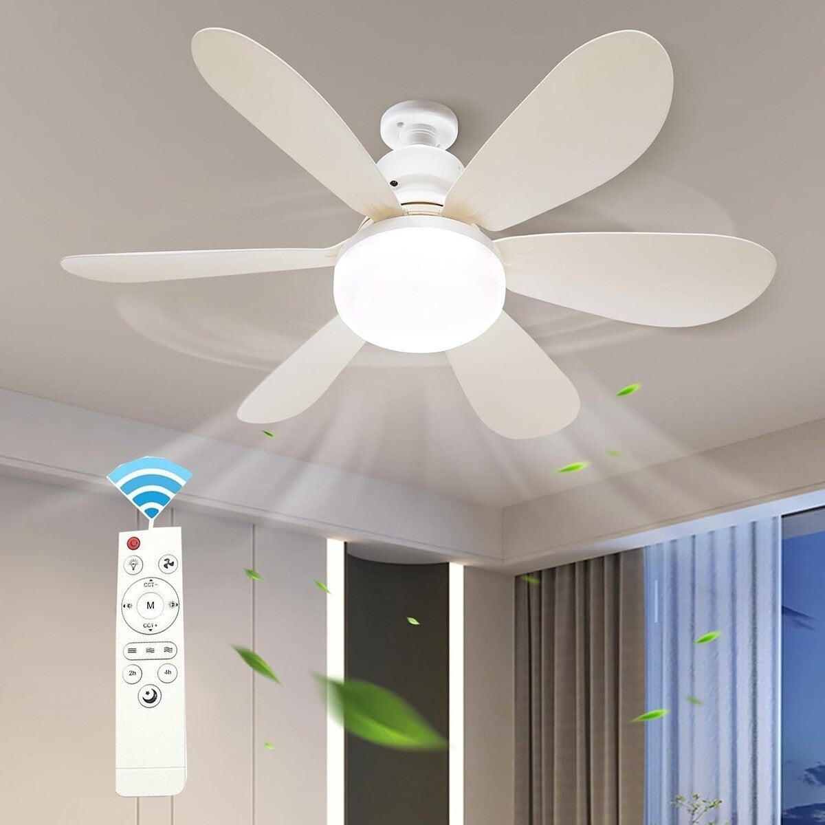 LAMPADA VENTILATORE PLAFONIERA LED SOFFITTO E27 DIMMERABILE PALE TELECOMANDO 30W