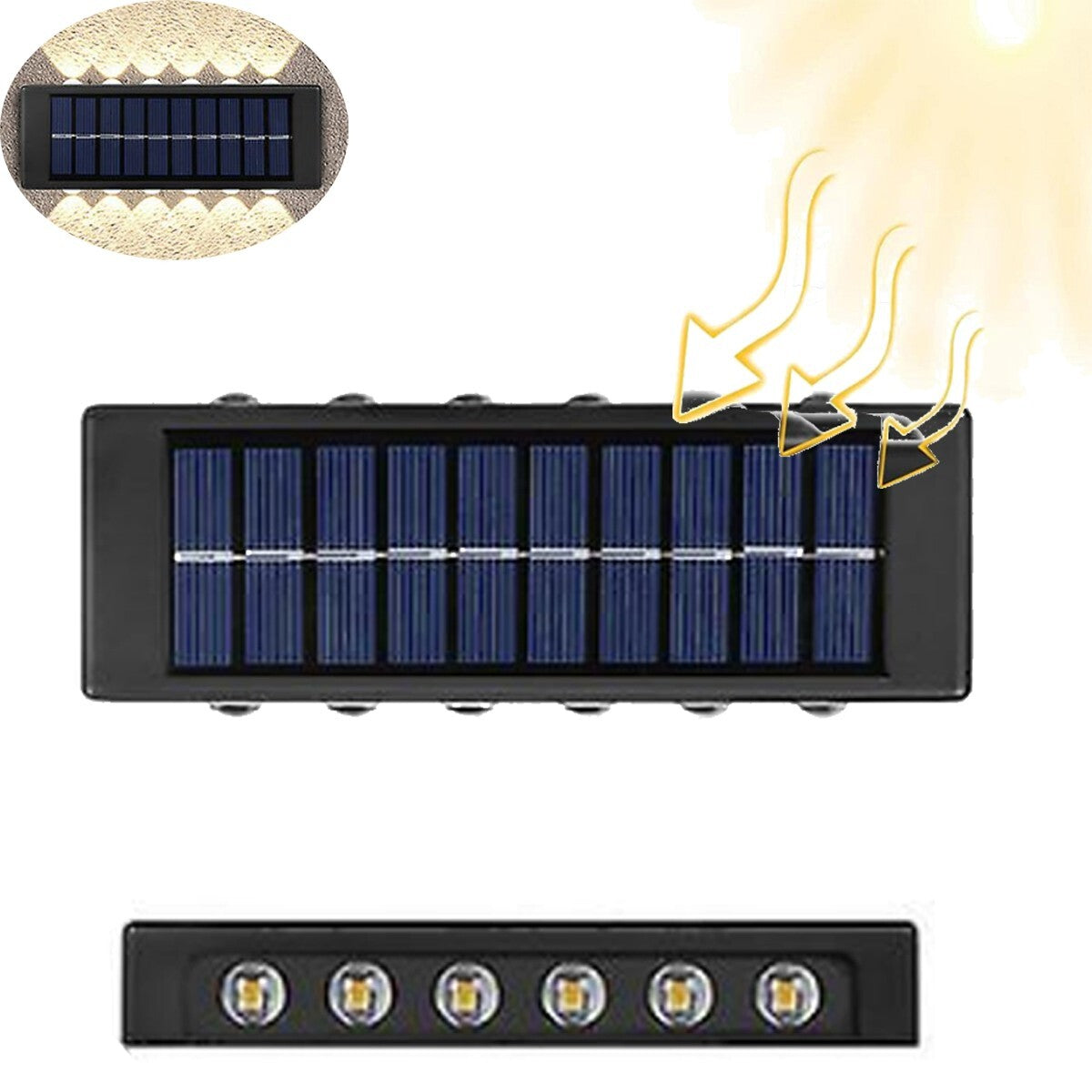 APPLIQUE LAMPADA 12 LED MURO PARETE SOLARE IP65 BIDIREZIONALE GIARDINO TE-B0570