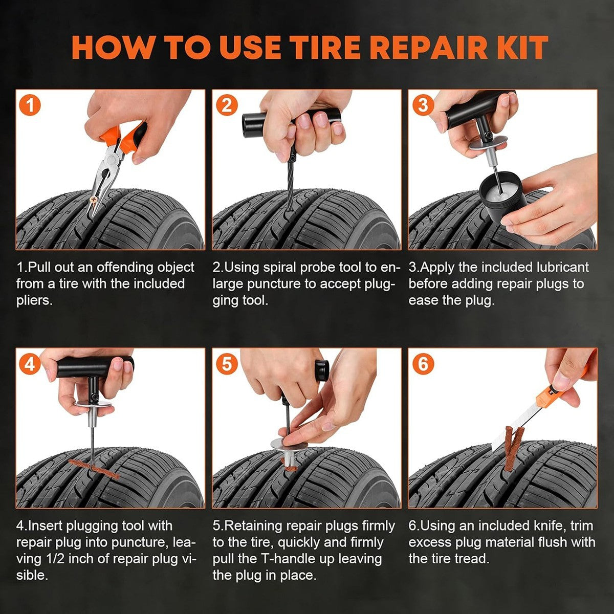 KIT RIPARAZIONE PER GOMME AUTO DA 100 PEZZI TUBLESS EMERGENZA VALIGETTA CTC-856