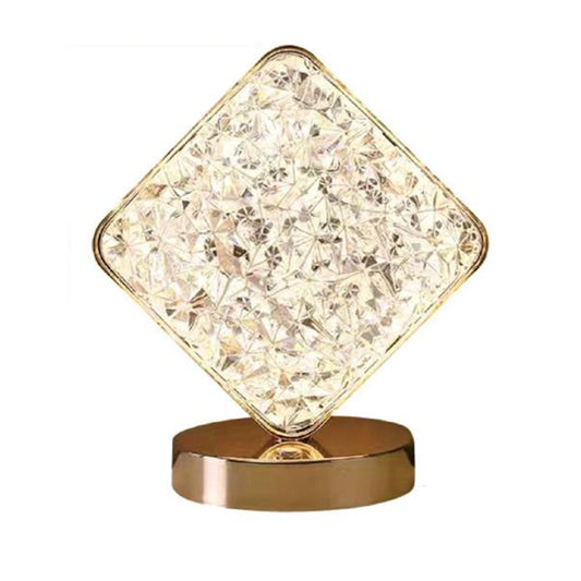 LAMPADA TAVOLO LED RICARICABILE CRISTALLO ATMOSFERA 3W DIAMANTE TOUCH ROMBO