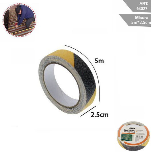 BANDE ANTIDÉRAPANTE ADHÉSIVE 5M 2.5MM BICOLORE ESCALIERS SOLS SURFACES