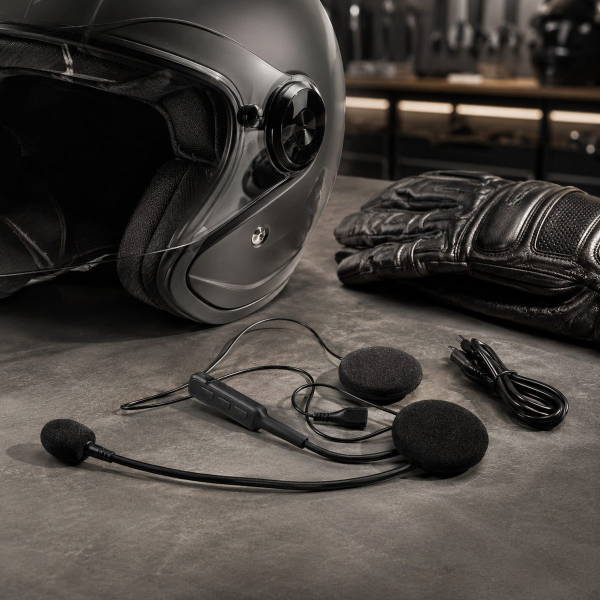 HEADSET MICROFONO AURICOLARE BLUETOOTH IMPERMEABILE PER CASCO MOTO SCOOTER MP3