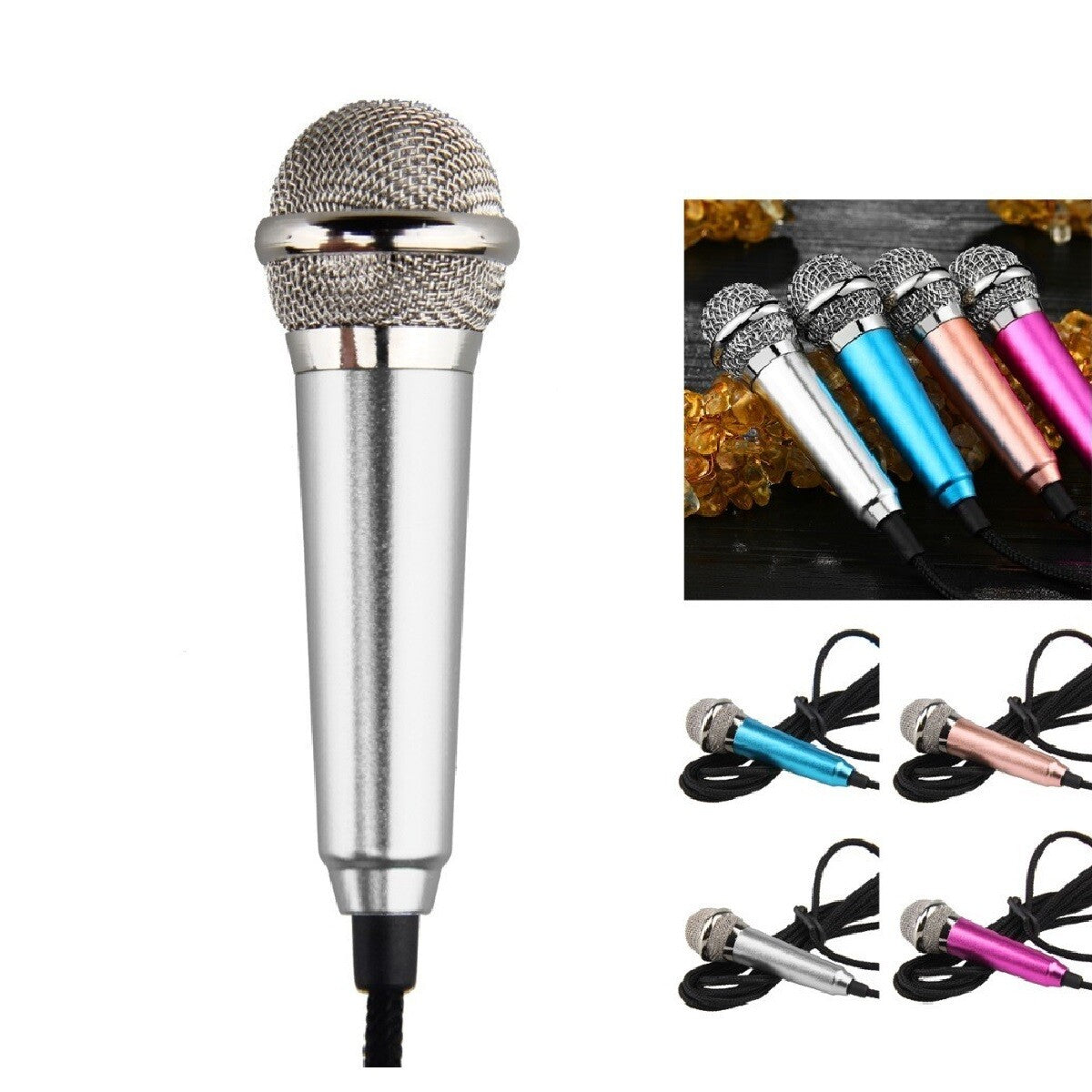 MINI MICROFONO SDOPPIATORE JACK 3.5 CLIP VIDEOCHIAMATE SKYPE PC SMARTPHONE STAND