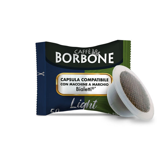 50 CAPSULES DOSES DE CAFÉ BORBONE COMPATIBLES MACHINES BIALETTI MÉLANGE LIGHT