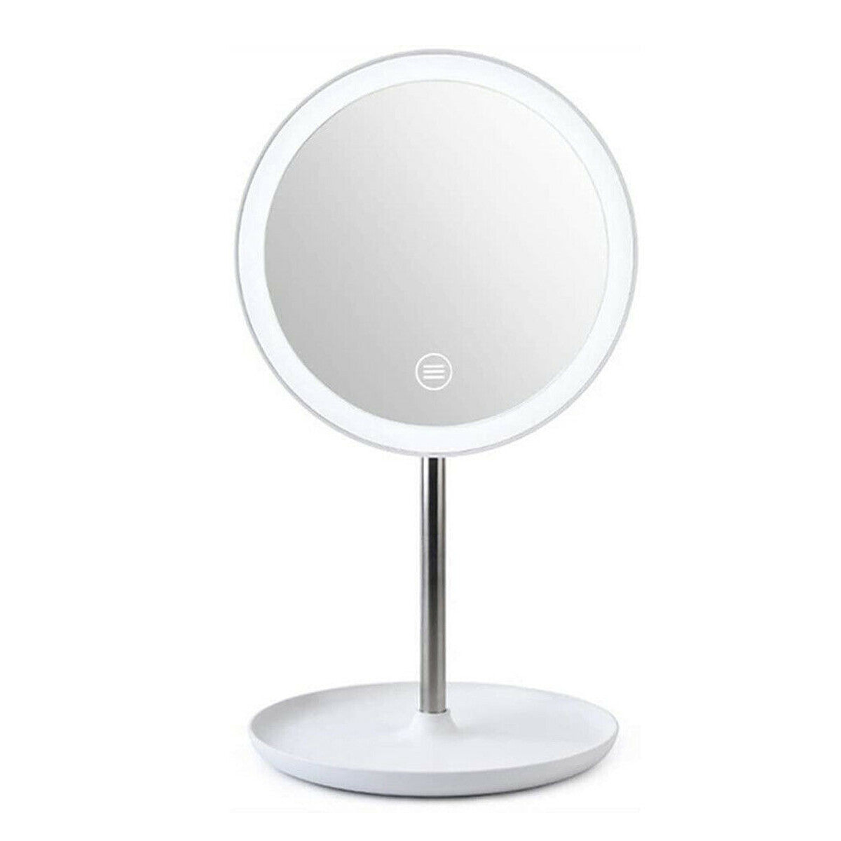 SPECCHIO TRUCCO CON LUCE LED BASE GIREVOLE BIANCO MAKE UP ILLUMINATO TOUCH 0246
