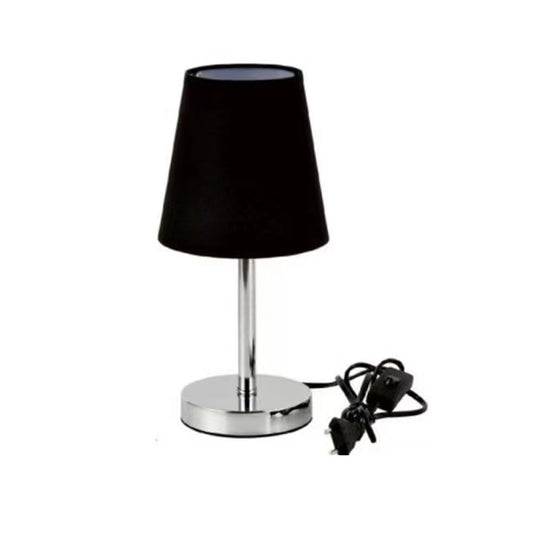 LAMPE DE CHEVET ABAT-JOUR ACIER CHROMÉ TISSU NOIR TD-303