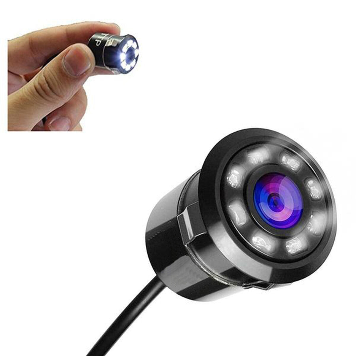 CAMÉRA DE RECUL 170° MARCHE ARRIÈRE 8 LED À RESSORT MINI COULEUR VOITURE SUV