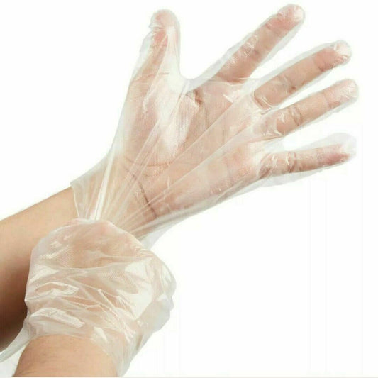 100 GANTS JETABLES TRANSPARENTS TAILLE UNIQUE COIFFURE COURSES PLASTIQUE GANT