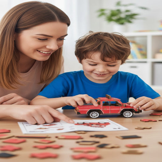 PUZZLE 3D PICKUP ROUGE VOITURE BOIS JEU DE CONSTRUCTION ENFANTS MODÉLISME 32382