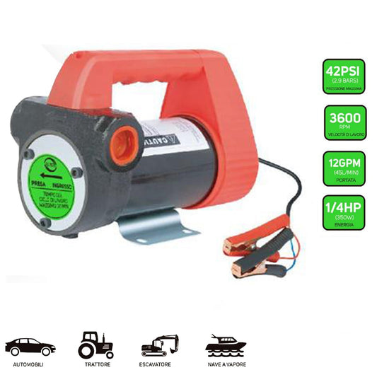 POMPE DE TRANSFERT ÉLECTRIQUE CARBURANT EAU HUILE DIESEL 24V 350W 42PSI AUTO SO-003*