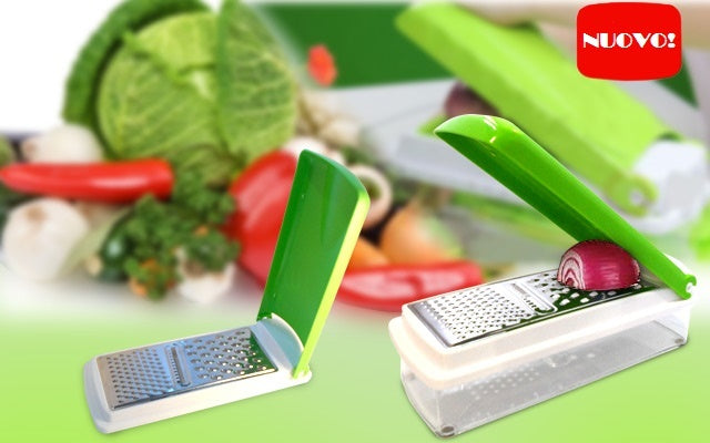 AFFETTA VERDURE ORTAGGI MULTIUSO CONTENITORE GRATTUGIA TAGLIA JULIENNE ONE STEP