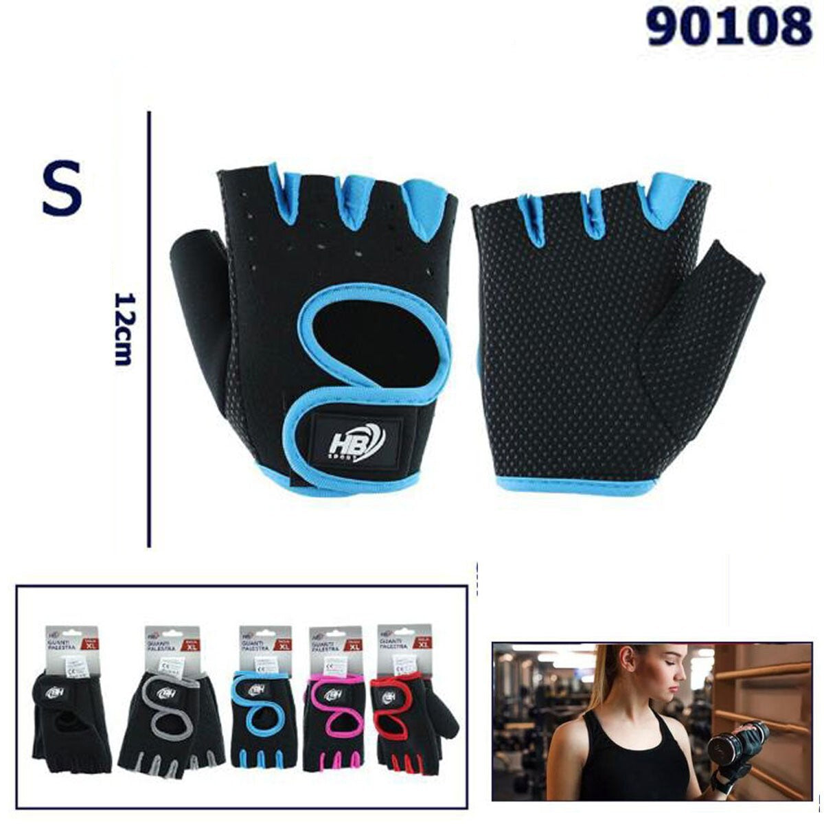 GUANTI ANTISCIVOLO PALSTRA SPORT GUANTO FITNESS MEZZO DITA TAGLIA S  90108