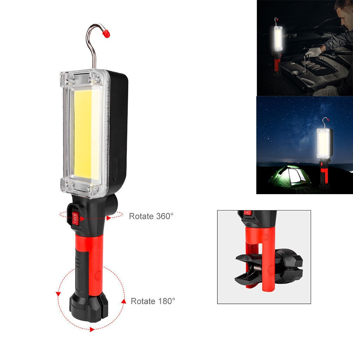 LAMPADA TORCIA COB DA LAVORO BASE CALAMITA 20W LED 700 LUMEN OFFICINA CAMPEGGIO