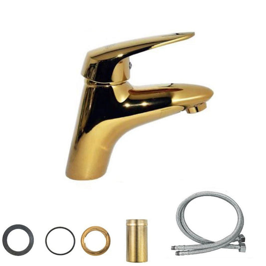 RUBINETTO MISCELATORE DORATO ORO CASA BAGNO LAVABO LAVANDINO KIT MONTAGGIO 7181
