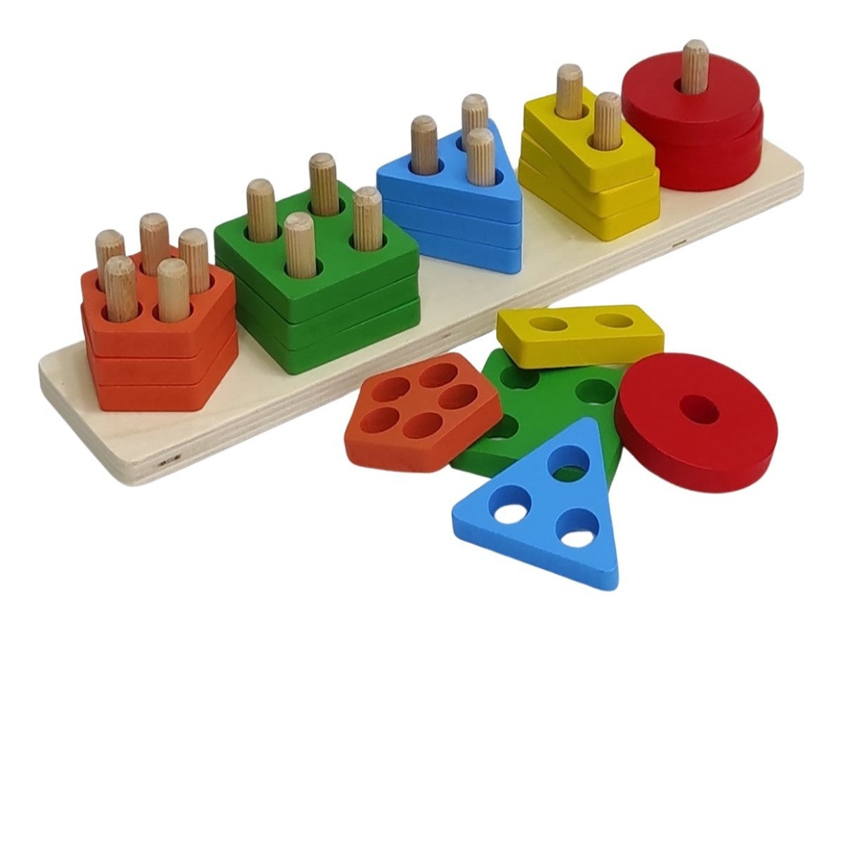 JEU ÉDUCATIF EN BOIS FORMES GÉOMÉTRIQUES COLORÉES MONTESSORI ENFANTS 52296A