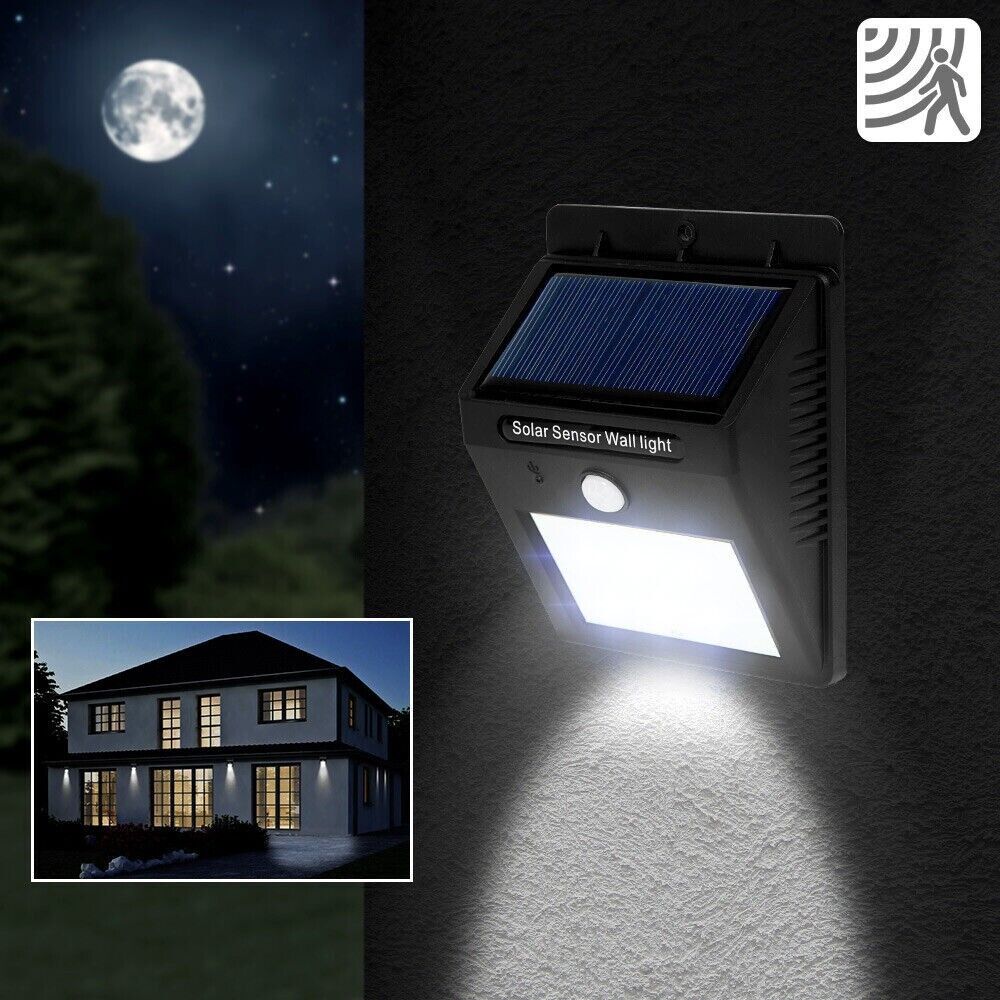 4 FARETTI 30 LED SOLARE ESTERNO LAMPADA GIARDINO FARETTO FOTOVOLTAICO SENSORE