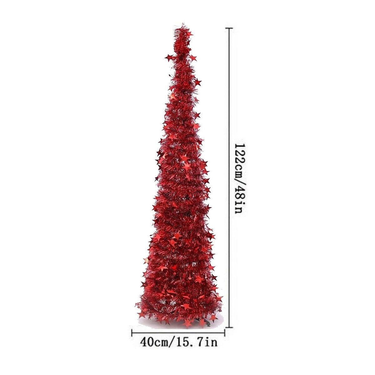 SAPIN DE NOËL ROUGE 1,22M AVEC PAILLETTES PLIABLE FACILE À MONTER