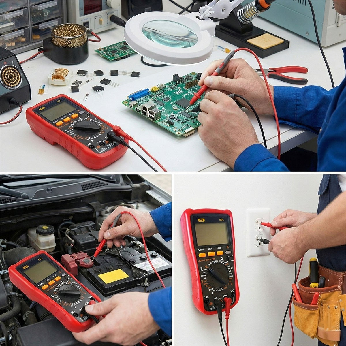MULTIMETRO TESTER DIGITALE PROFESSIONALE VOLT AMPERE FARAD PUNTALI YI-58L