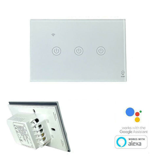 INTERRUPTEUR D'ÉCLAIRAGE MURAL TACTILE INTELLIGENT WIFI ALEXA GOOGLE HOME BOÎTE 503 3 TOUCHES