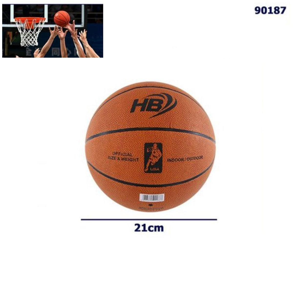 PALLONE BASKET PALLACANESTRO PALLA GIOCO BALL BASKETBALL MISURA UFFICIALE 21CM