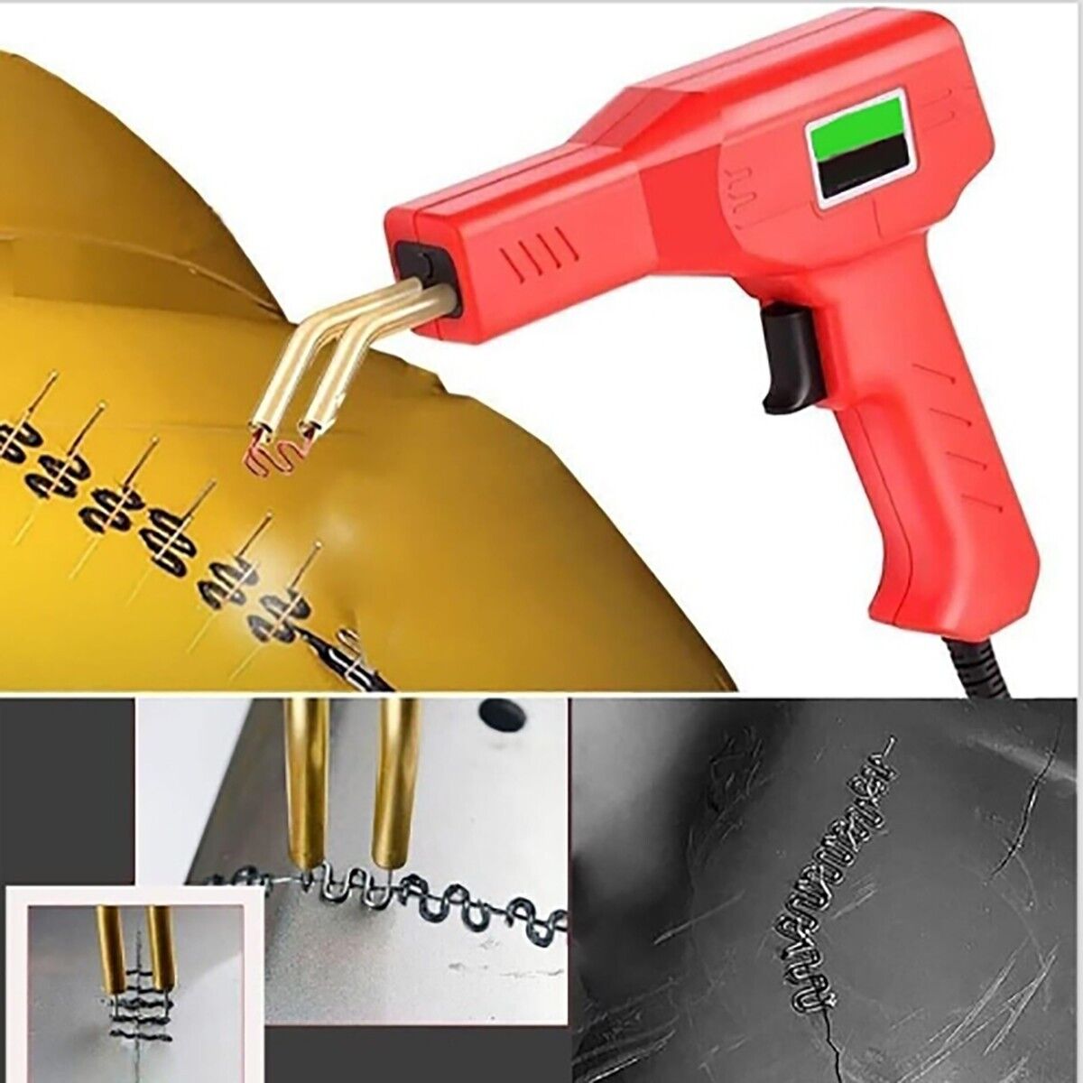 PISTOLA SALDATORE PLASTICA RIPARAZIONE PARAURTI AUTO 100W 4 TIPI DI PUNTE PW80