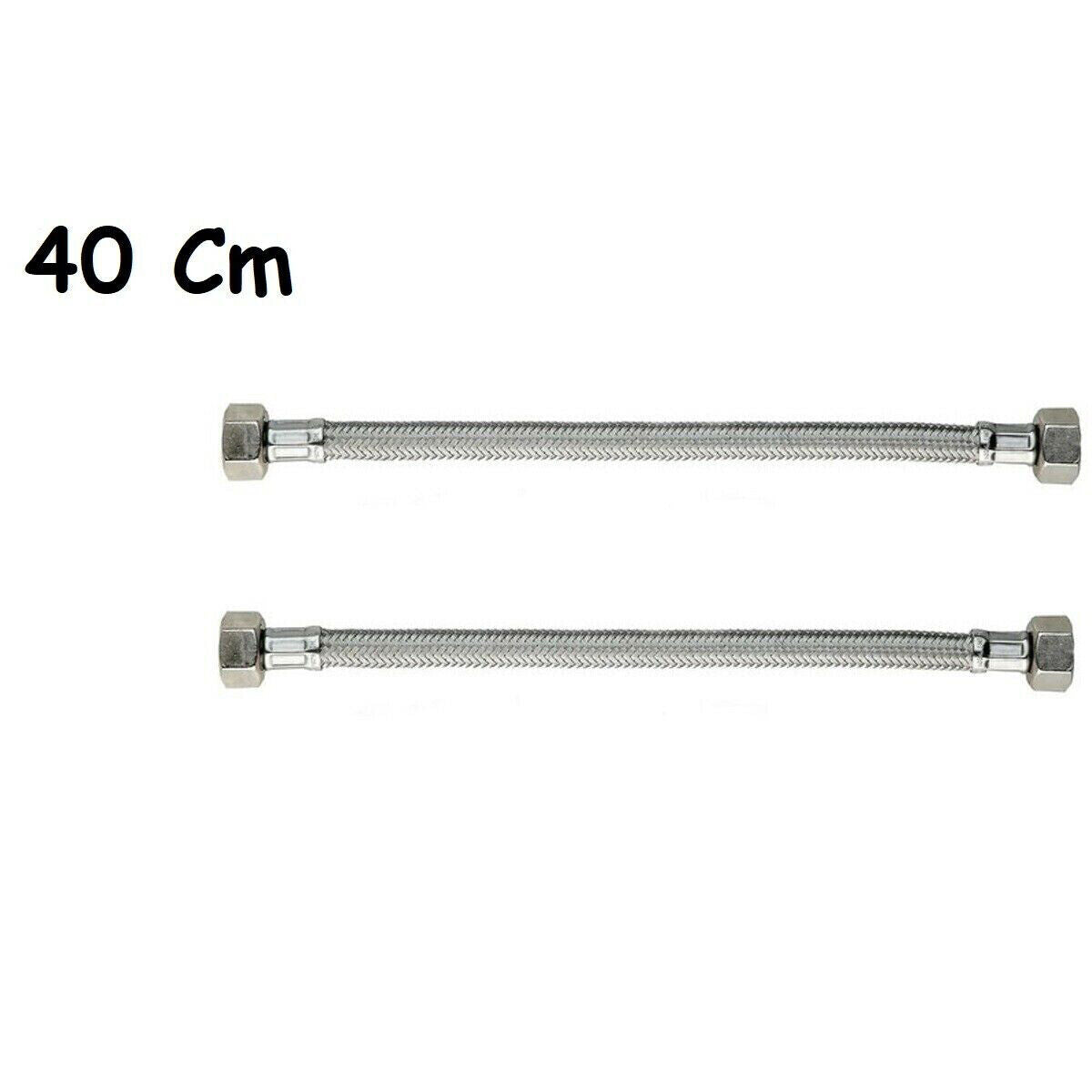 COPPIA TUBO FLESSIBILE 40CM TUBI ACQUA CALDA E FREDDA CALDAIA 1/2X1/2 DGO-171