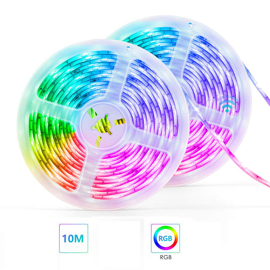 KIT 2 BANDES DE 5 M, SOIT 10 M DE LED 5050 RVB 12 V IP65, ALIMENTATION, TÉLÉCOMMANDE Z802
