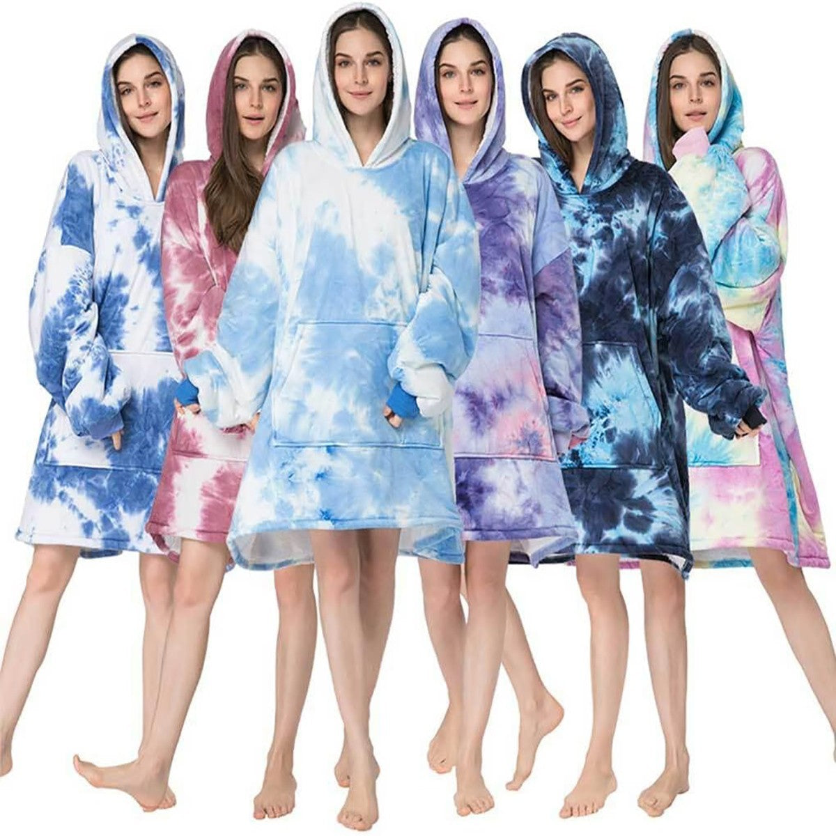 FELPA CON CAPPUCCIO PILE COPERTA GRANDI DIMENSIONI CALDA OVERSIZE INDOSSABILE