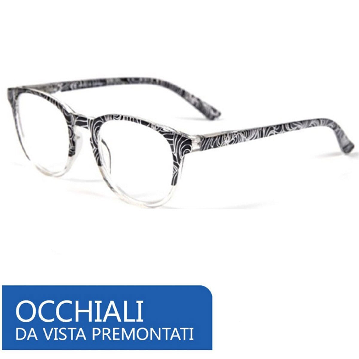 OCCHIALI VISTA LENTI GRADUATE LETTURA MONTATURA DONNA +1.5 GRADI GRIGIO ZEBRATO